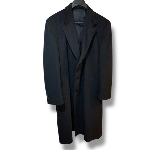 Size 50R Marlboro Ltd Mens Cashmere Wool Blend Black Overcoat - Picture 1 of 9